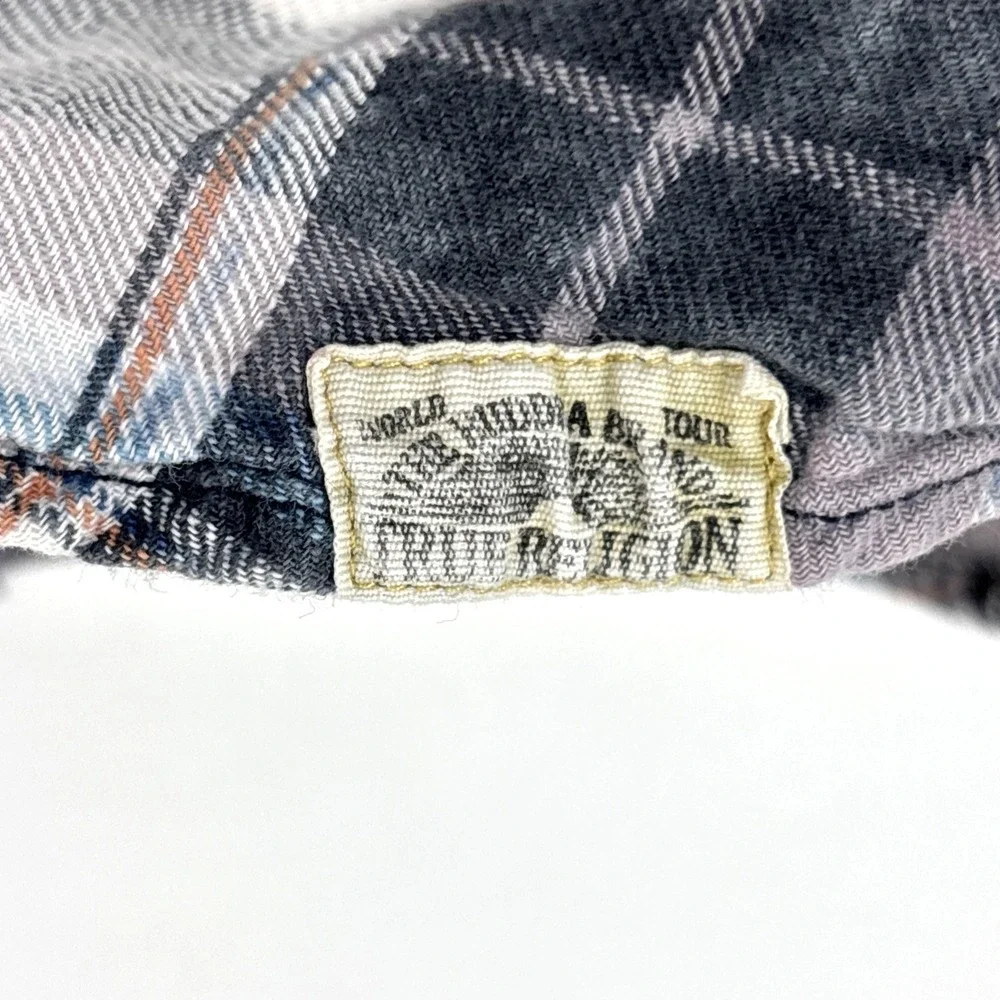 True Religion‎ Flannel Shirt Mens XL Multi Plaid Western Cotton Button